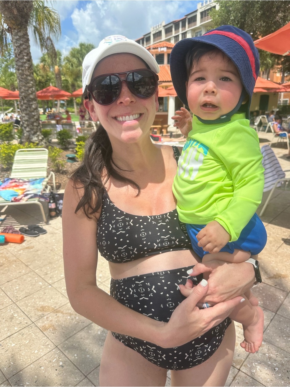 A Pea in the Pod Maternity Black Floral-Print High-Waist Bikini XS